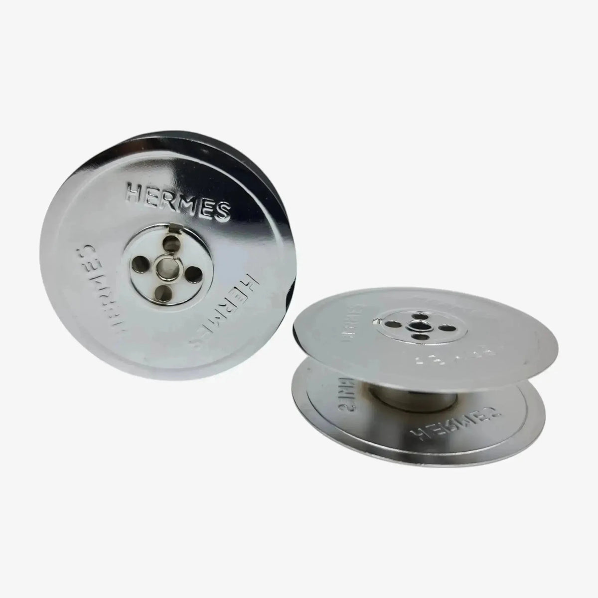 Chrome-Plated Silver Metal Ribbon Spools for Hermes Typewriters El Granero Typewriter.Company
