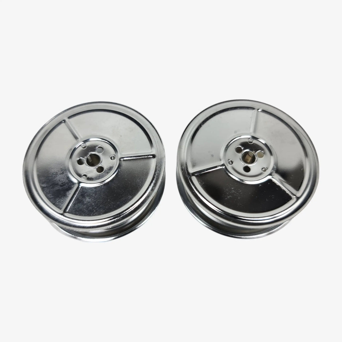 Chrome-Plated Silver Metal Ribbon Spools, German Typewriters, DIN 2103 El Granero Typewriter.Company