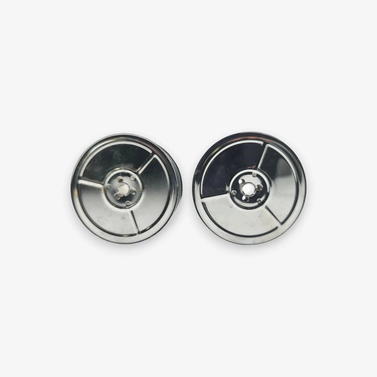 Chrome-Plated Silver Metal Ribbon Spools, German Typewriters, DIN 2103 El Granero Typewriter.Company