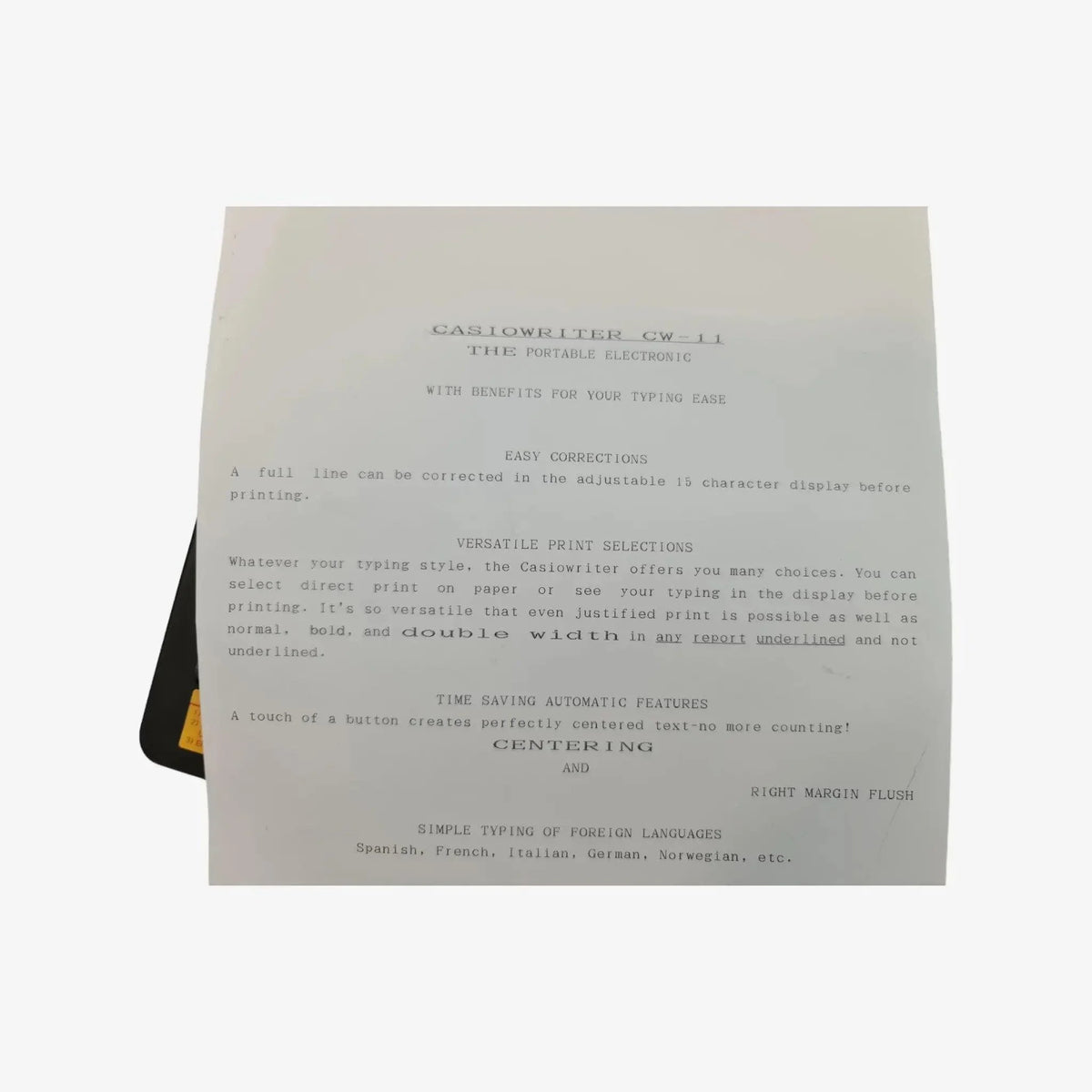 Electric Typewriter CasioWriter CW-11, Vintage - ElGranero Typewriter.Company