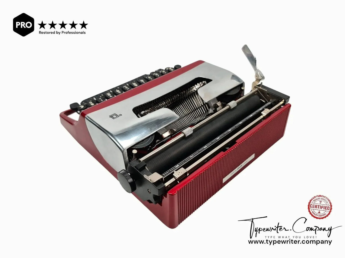 Olivetti Lettera 32 Pro Bourgogne et Argent Machine à Écrire Manuelle Vintage, Rénovée - ElGranero Typewriter.Company