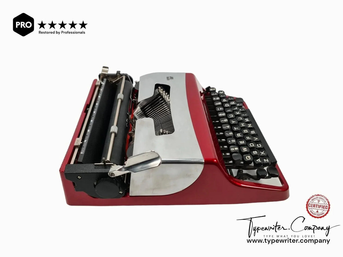 Olivetti Lettera 32 Pro Bourgogne et Argent Machine à Écrire Manuelle Vintage, Rénovée - ElGranero Typewriter.Company