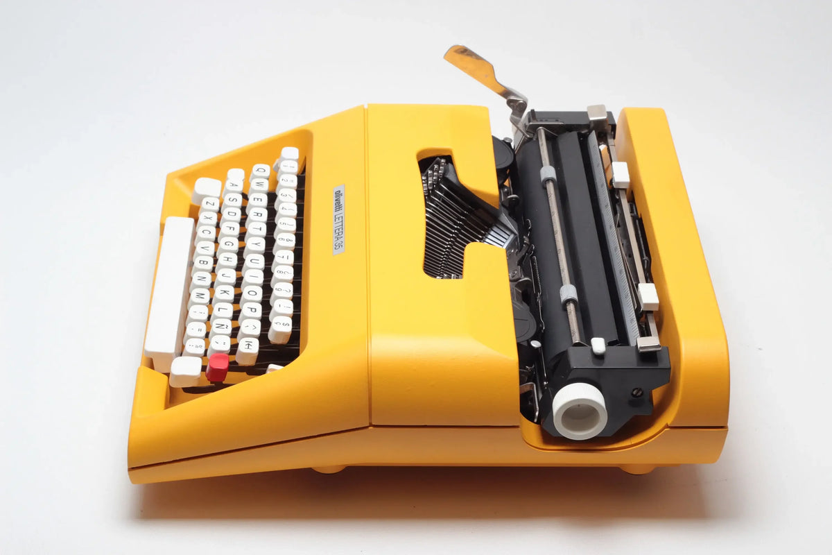 Iconic Olivetti Lettera 35 Yellow Vintage, Manual Typewriter, Restored - ElGranero Typewriter.Company