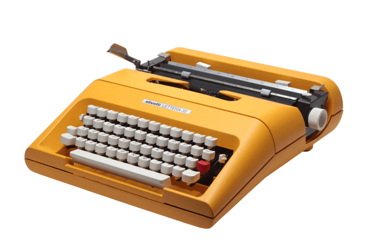 Iconic Olivetti Lettera 35 Yellow Vintage, Manual Typewriter, Restored - ElGranero Typewriter.Company