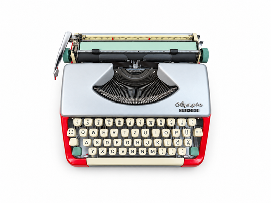 Máquina de escribir manual vintage Olympia Splendid 33 roja y plateada, revisada