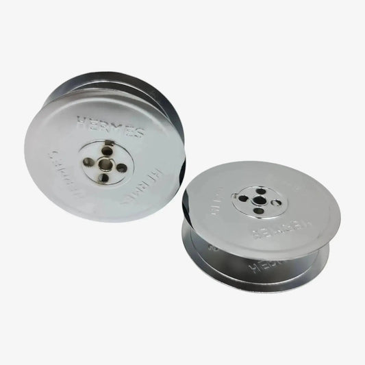 Chrome-Plated Silver Metal Ribbon Spools for Hermes Typewriters El Granero Typewriter.Company