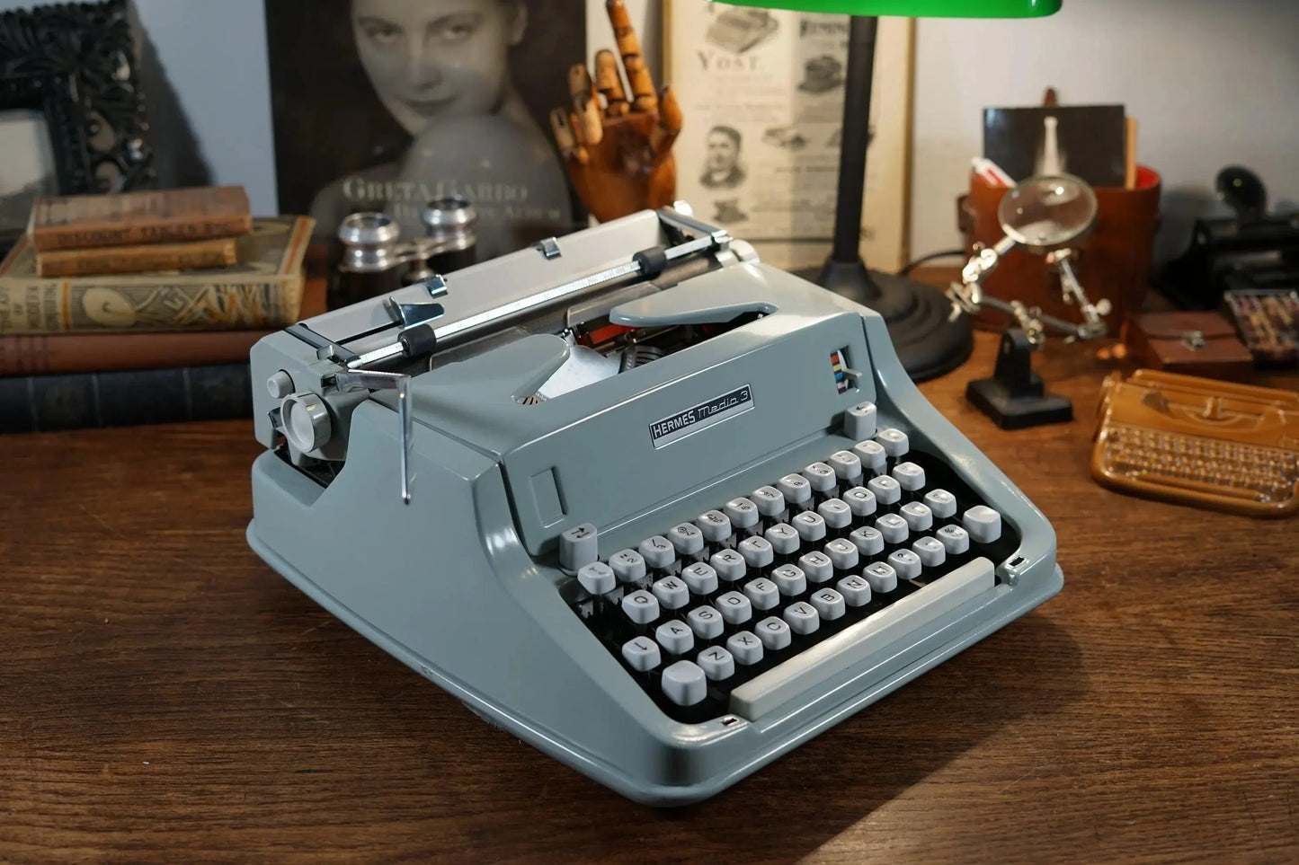 SOLD! Hermes Media 3 Typewriter 13cpi Elite Techno, Antique, Maths / Physics / Greek - ElGranero Typewriter.Company