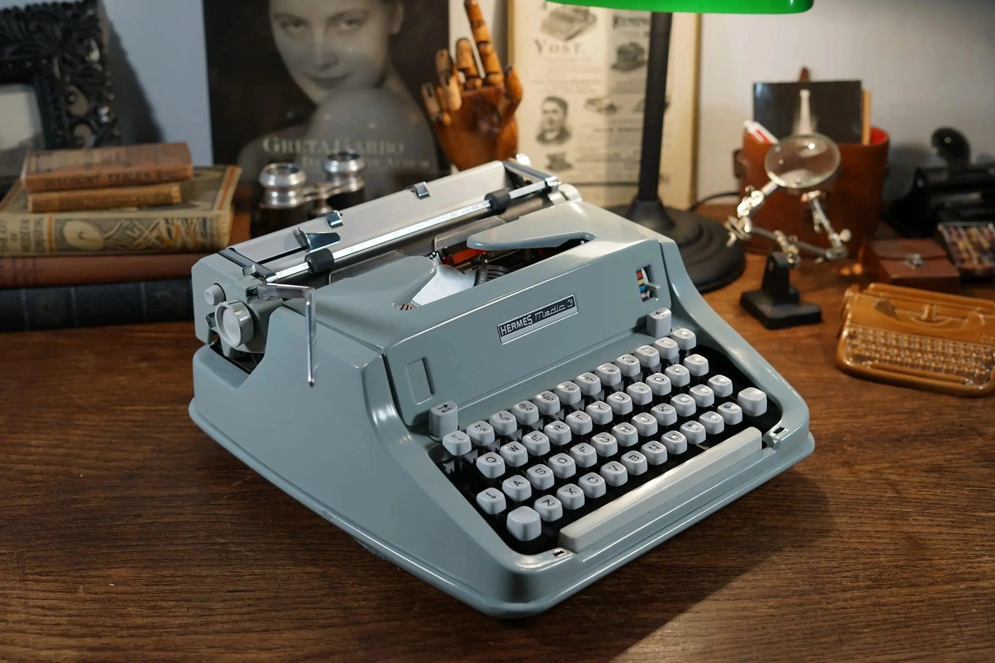 SOLD! Hermes Media 3 Typewriter 13cpi Elite Techno, Antique, Maths / Physics / Greek - ElGranero Typewriter.Company