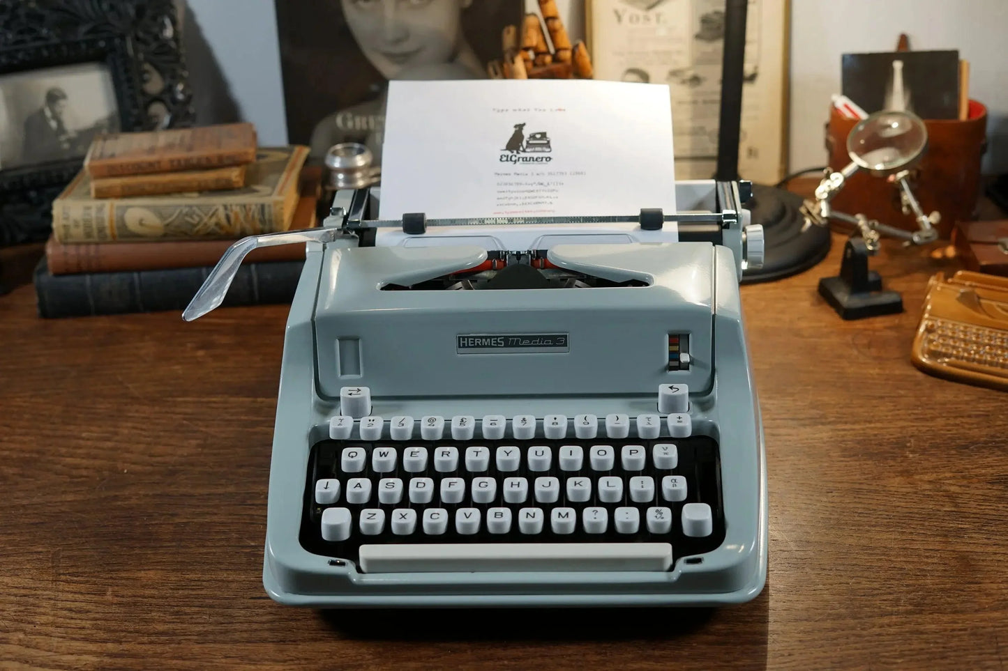 SOLD! Hermes Media 3 Typewriter 13cpi Elite Techno, Antique, Maths / Physics / Greek - ElGranero Typewriter.Company