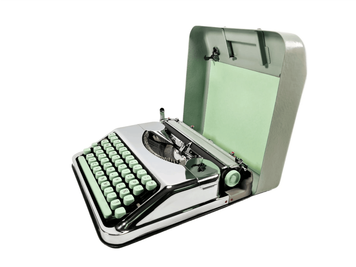 Limited Edition Hermes Baby Chrome Plated Typewriter Serviced, case ElGranero Typewriter.Company