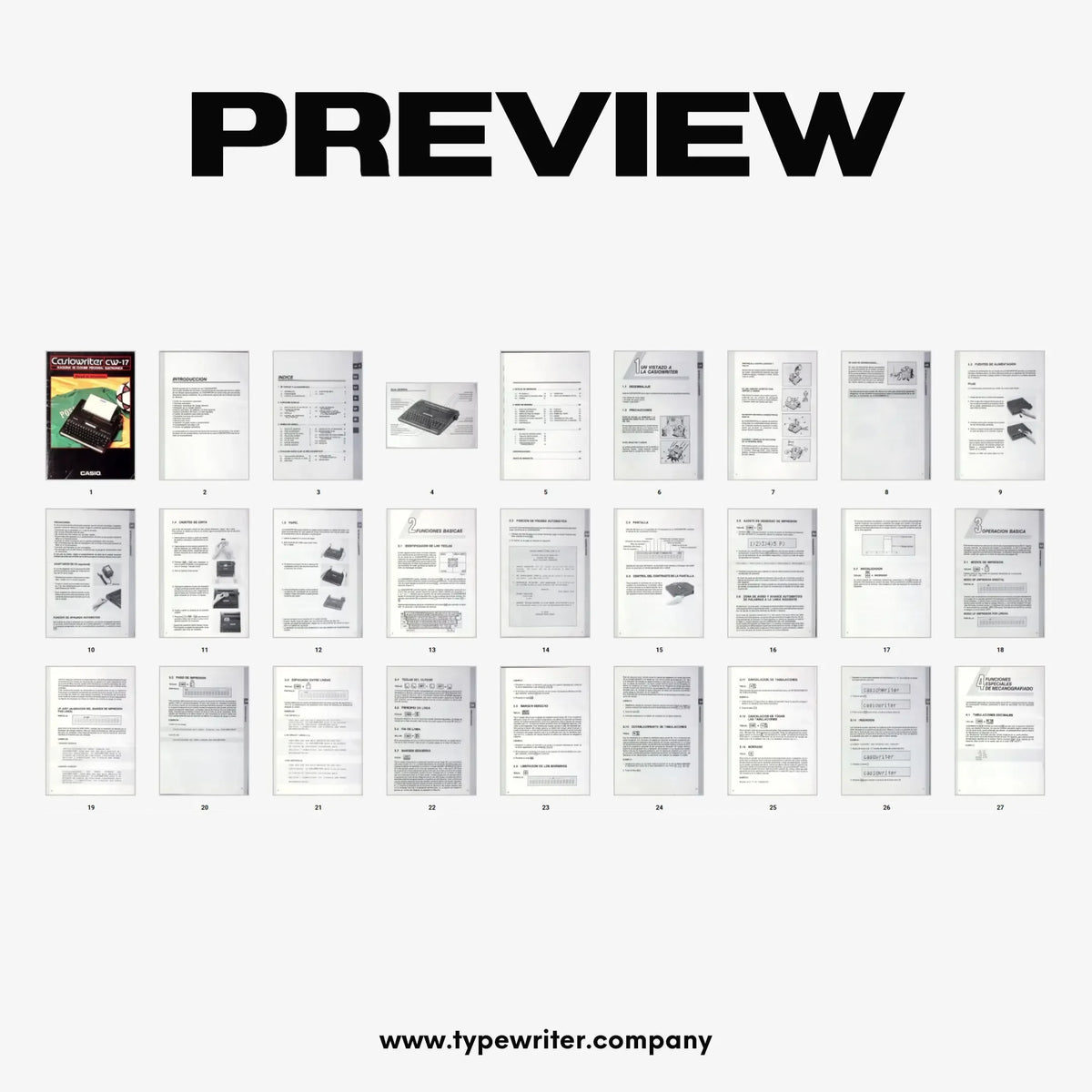 Manual Vintage Typewriter Instruction for Casio Casiowriter CW-17, in ...