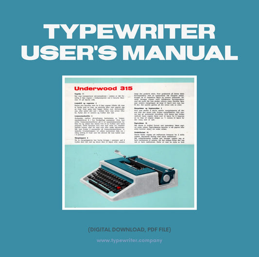 Instruction Manual for Vintage Typewriter Underwood 315, PDF in German - ElGranero Typewriter.Company