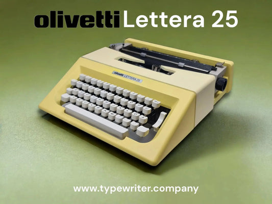 Olivetti Lettera 25 Buttercream Yellow, Vintage Manual Typewriter, Refurbished - ElGranero Typewriter.Company
