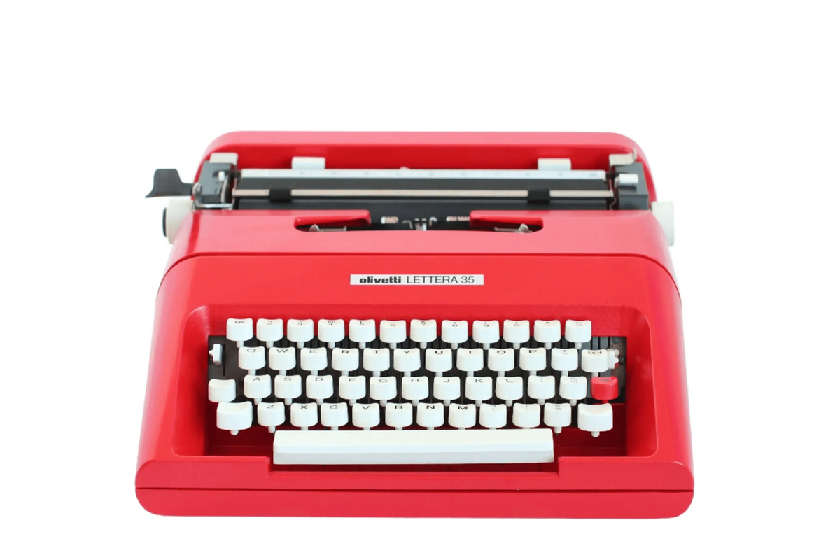 Olivetti Lettera 35 Rouge, Machine à écrire manuelle vintage, Rénovée - ElGranero Typewriter.Company