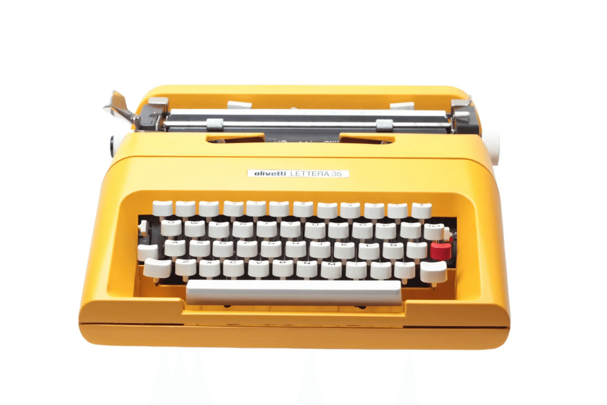 Máquina de escribir manual restaurada Olivetti Lettera 35 Amarilla Vintage - ElGranero Typewriter.Company