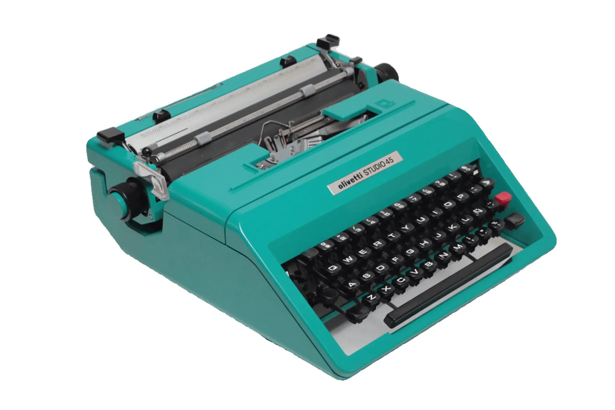 Olivetti Studio 45 Turquesa Máquina de Escribir Manual Vintage, Revisada - ElGranero Typewriter.Company