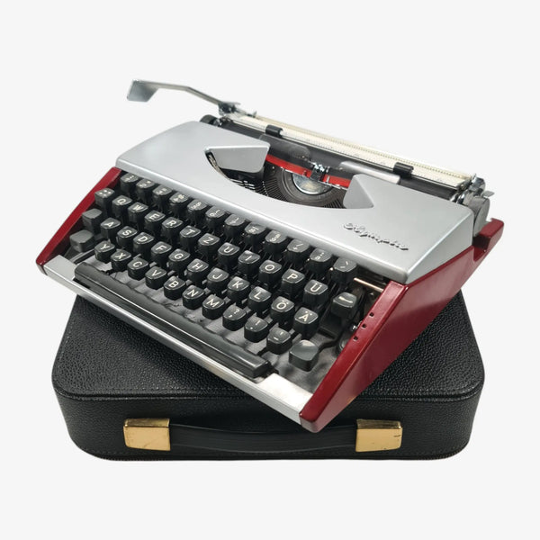 Olympia SF Vintage Manual Typewriter, Burgundy Silver QWERTZ, Restored ...