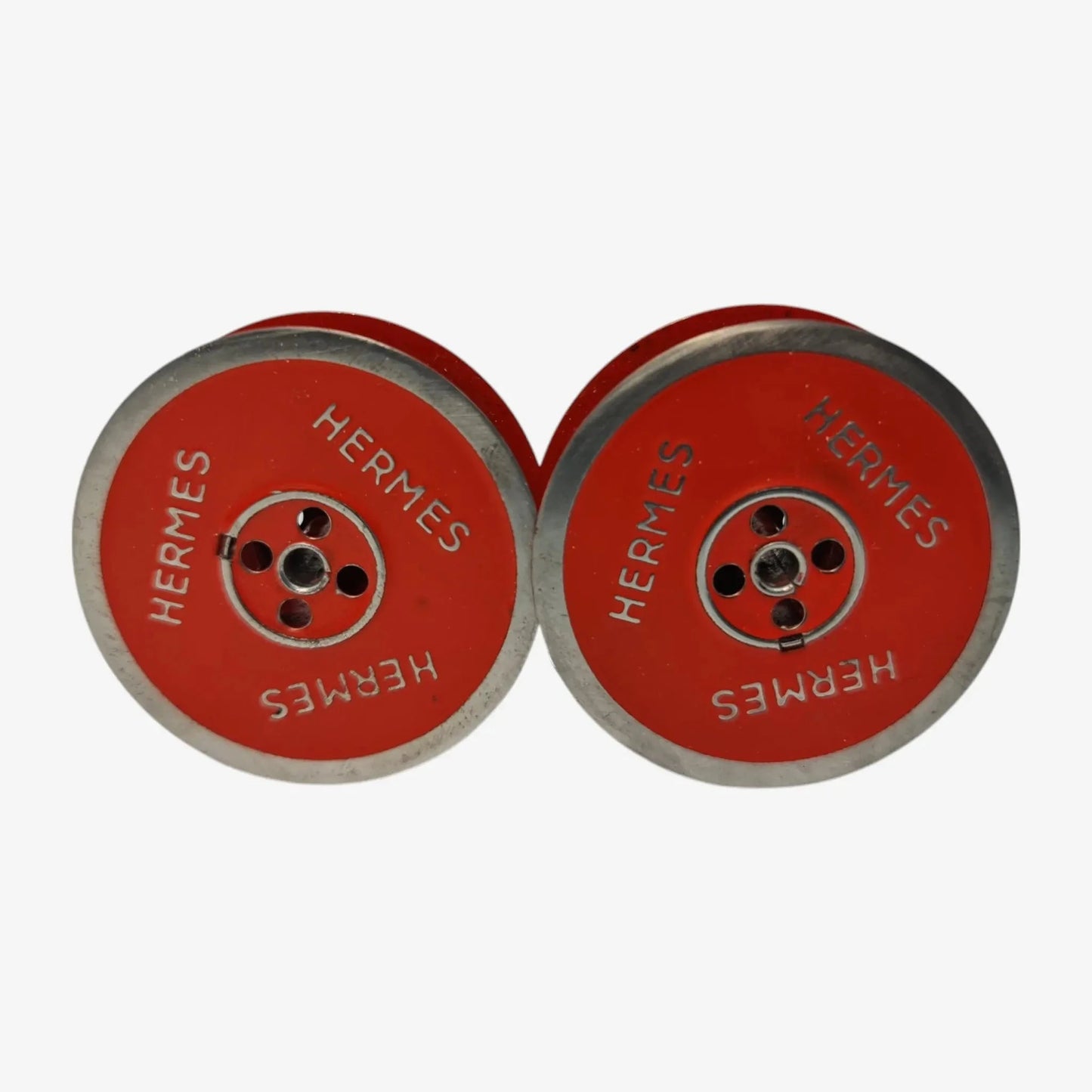 Red Silver Metal Ribbon Spools for Hermes Typewriters El Granero Typewriter.Company