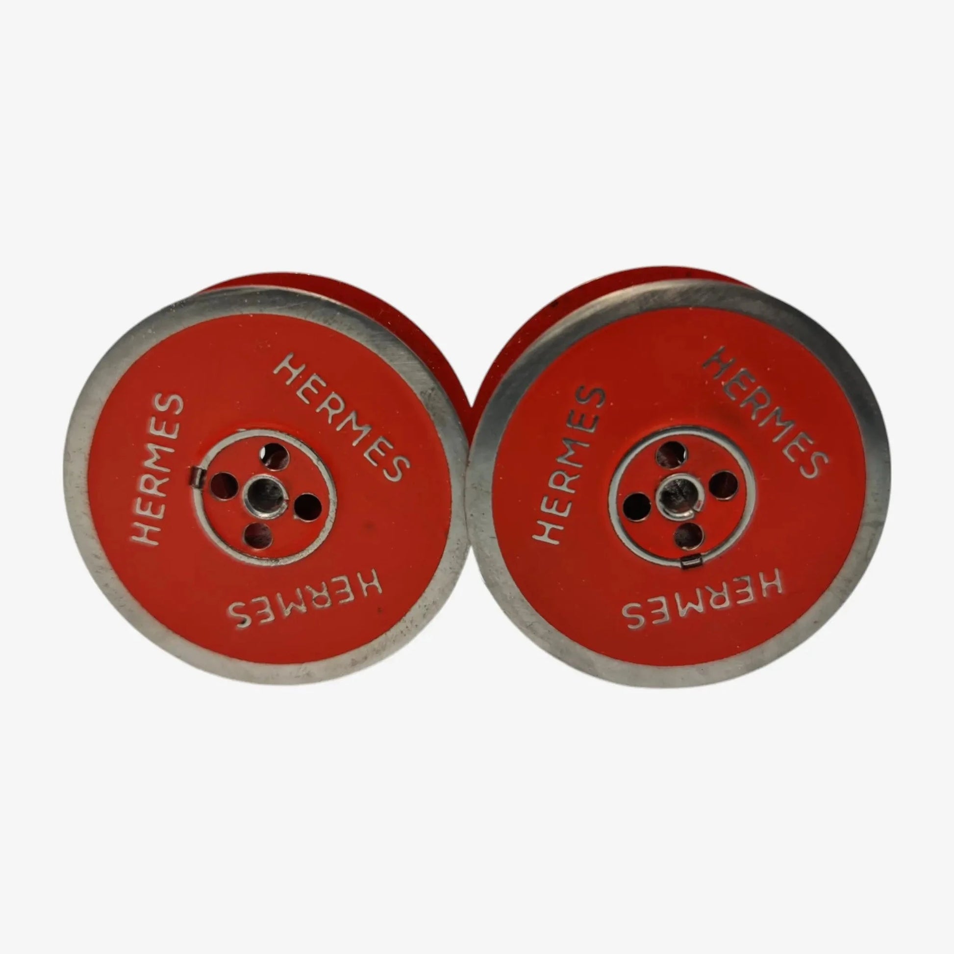 Red Silver Metal Ribbon Spools for Hermes Typewriters El Granero Typewriter.Company